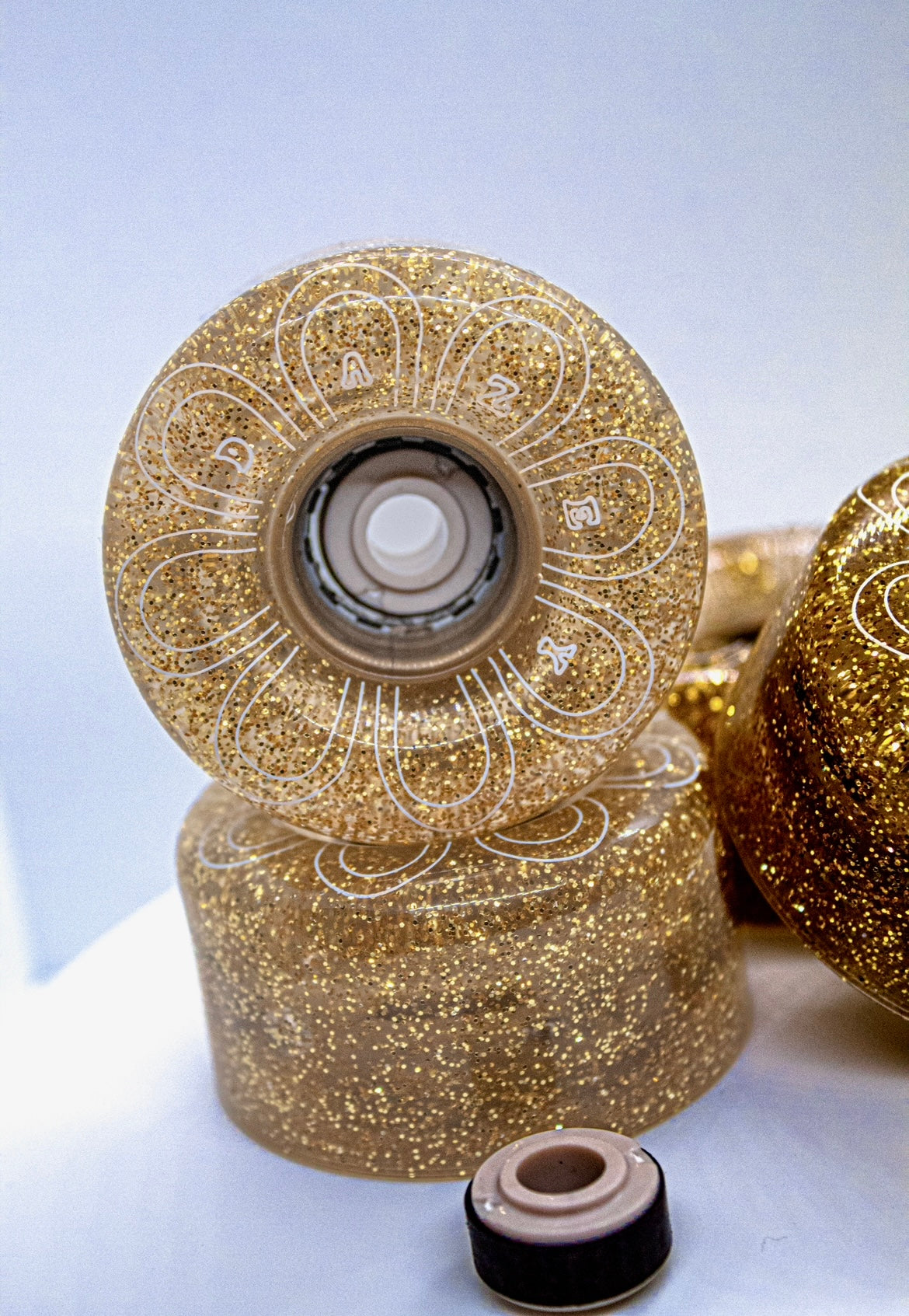 Light Up Roller Skate Glitter Wheels! They light up when you roll on your roller skates. Glitter roller skate wheels. Light up roller skate wheels.